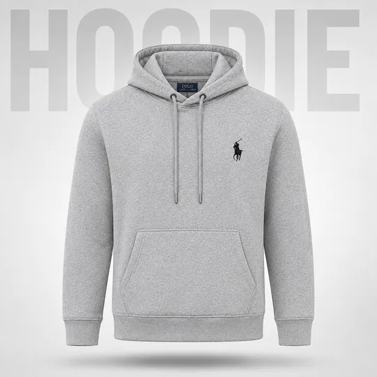   Polo Ralph Essentials Fleece with Logo Hoodie ASH