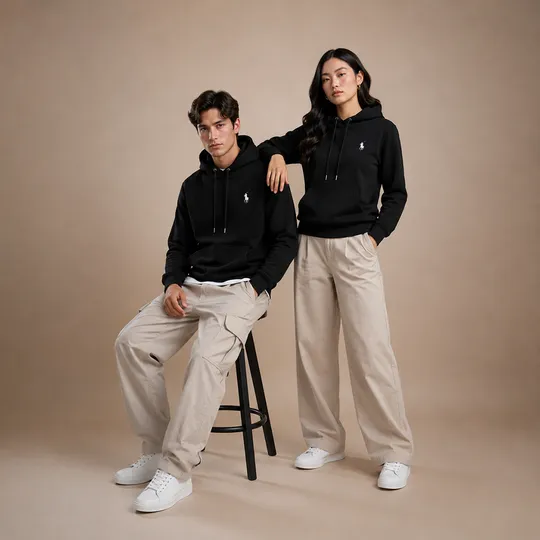   Polo Ralph Essentials Fleece with Logo Hoodie Black