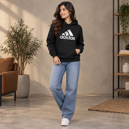 Adidas Essentials Fleece Big Logo Hoodie Black