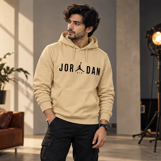 Jordan Essentials Fleece Big Logo Hoodie Beige