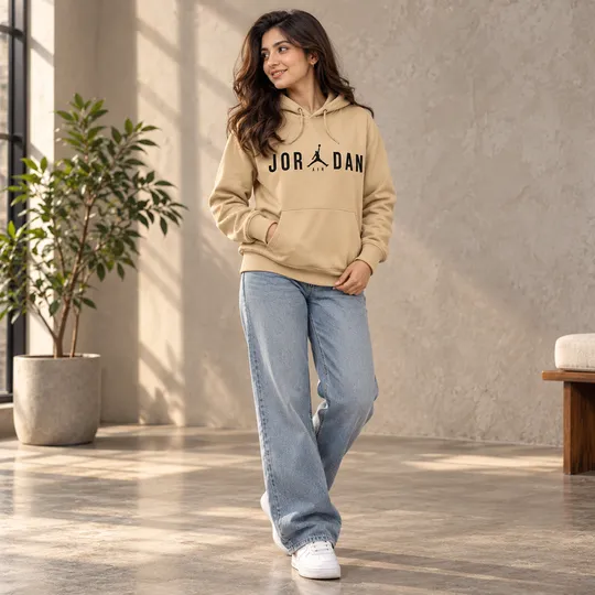 Jordan Essentials Fleece Big Logo Hoodie Beige
