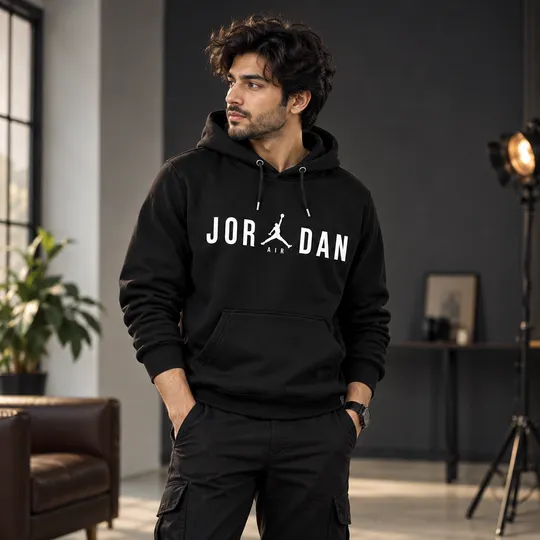 Jordan Essentials Fleece Big Logo Hoodie Black