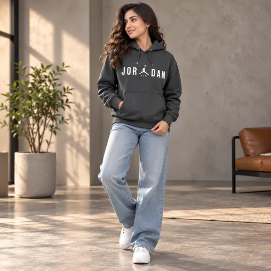 Jordan Essentials Fleece Big Logo Hoodie  Grey