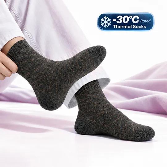 Imported Woolen Unisex -30°C Rated Thermal Socks Coffee