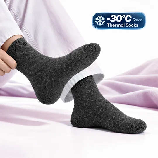 Imported Woolen Unisex -30°C Rated Thermal Socks Black