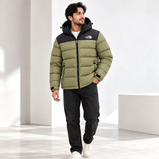 The North Face EREBUS - Down jacket (700 Series) Black & Army Green