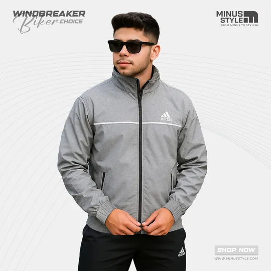 Adidas Biker Windbreaker- Light Ash