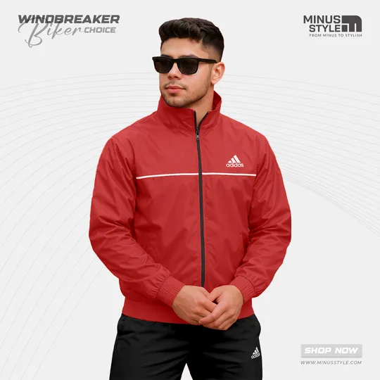 Adidas Biker Windbreaker-Maroon