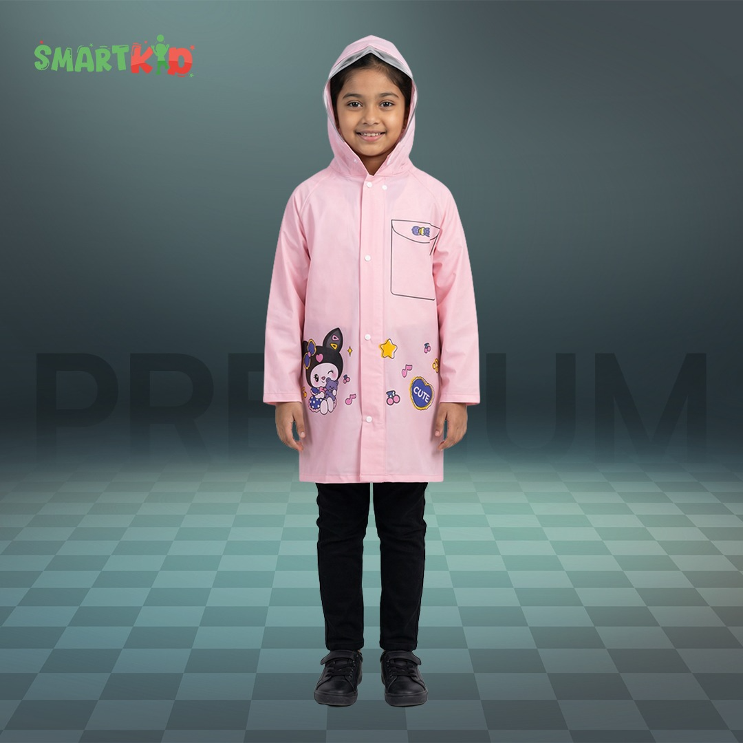 Cute Cartoon Fairy Theme waterproof Raincoat Pink 