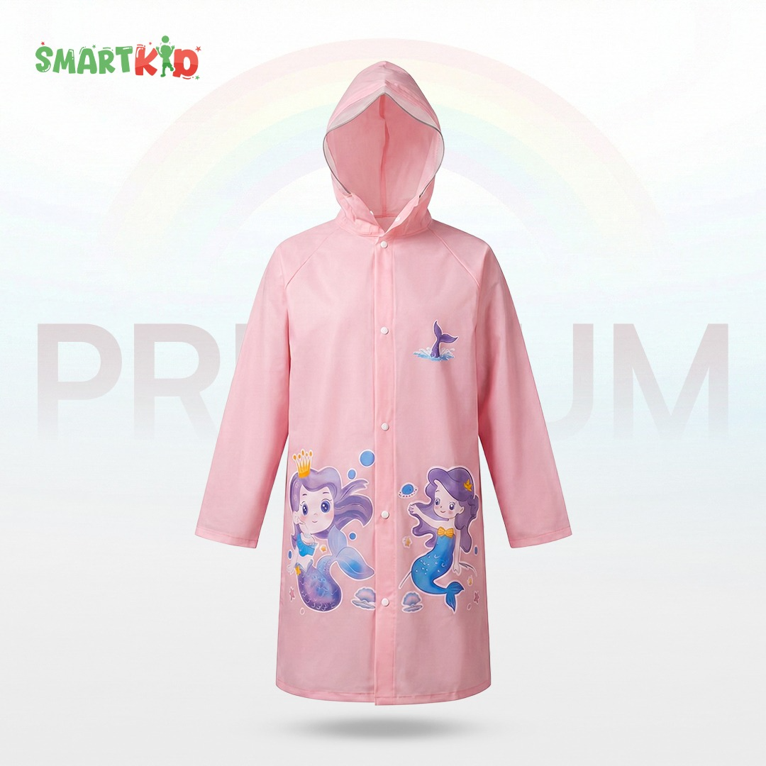 Cute Mermaid Pink Rain Coat