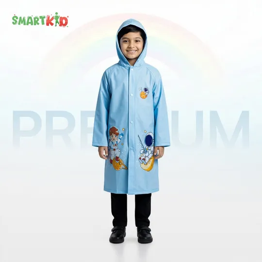 Cute Cartoon Theme Sky Blue Rain Coat 