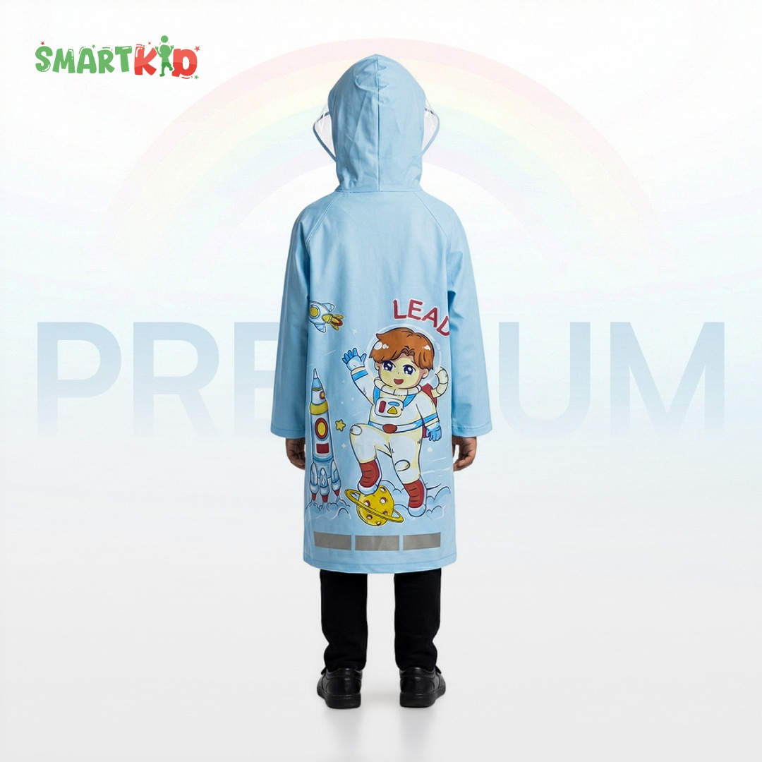 Cute Cartoon Theam Sky Blue Rain Coat 
