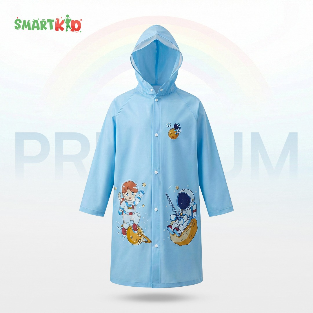 Cute Cartoon Theam Sky Blue Rain Coat 
