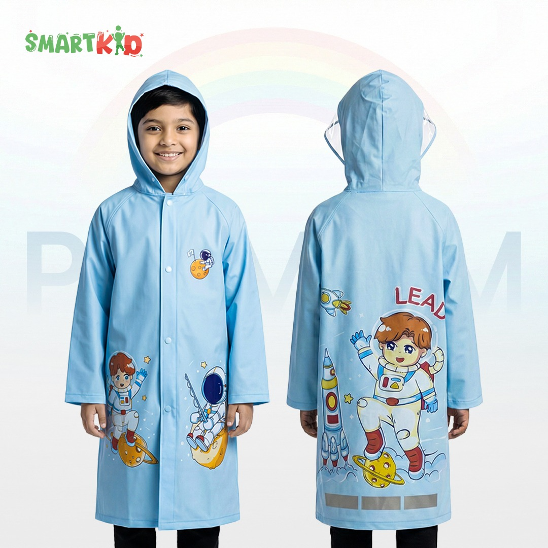 Cute Cartoon Theam Sky Blue Rain Coat 