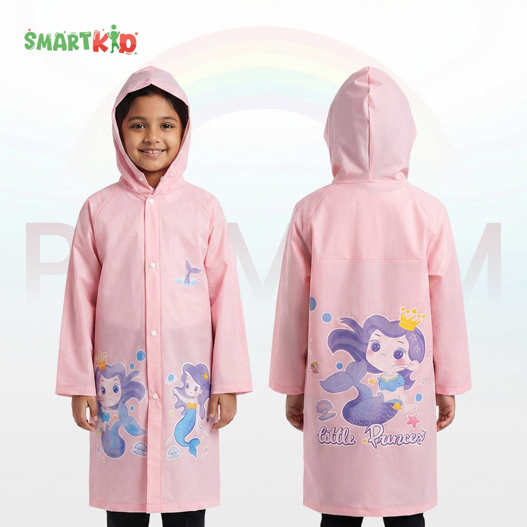 Cute Mermaid Pink Rain Coat