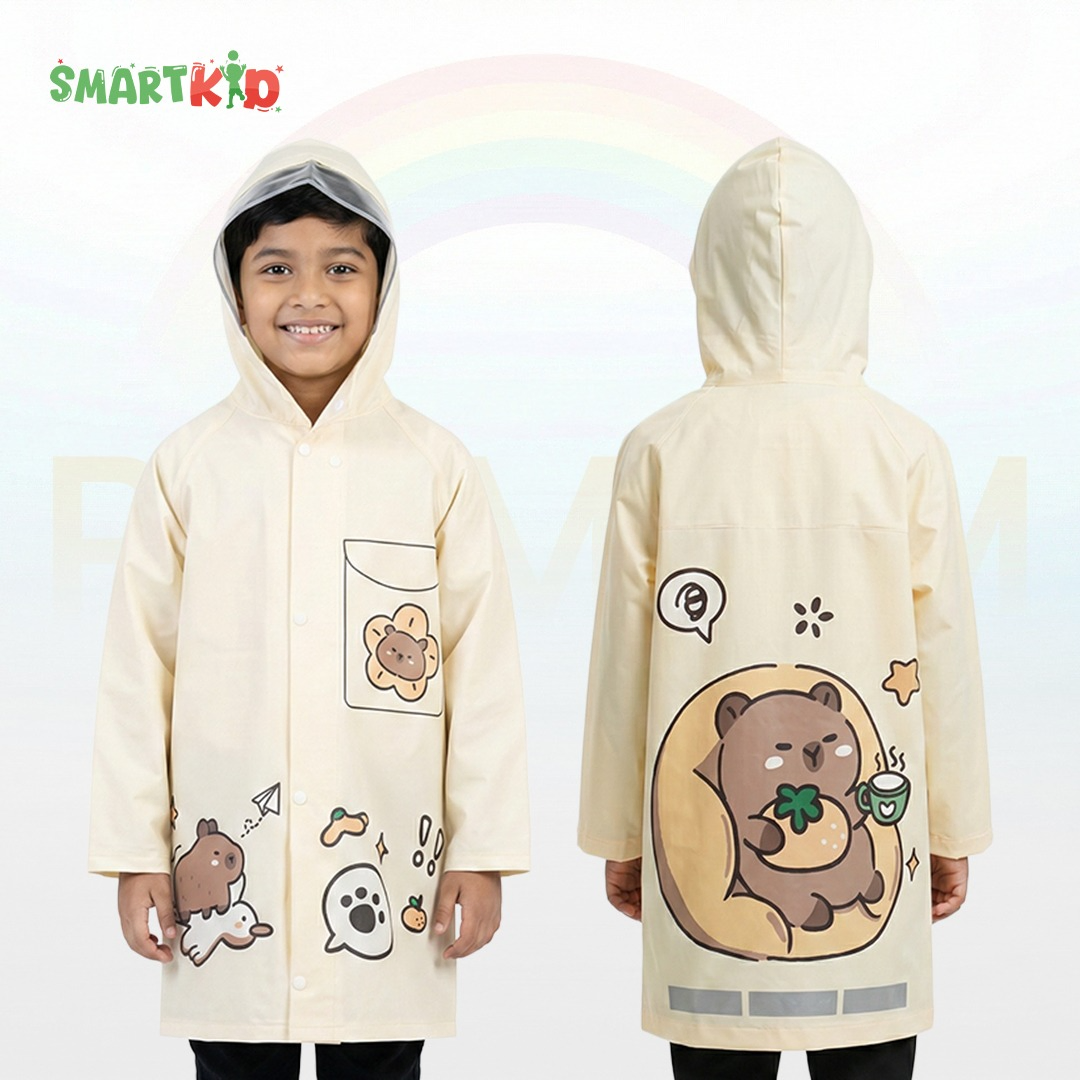 Cute Cartoon Theme Rain Coat Yellow