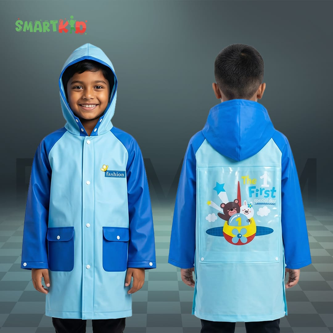 Cute Cartoon Theme Raincoat Blue The First Special Day