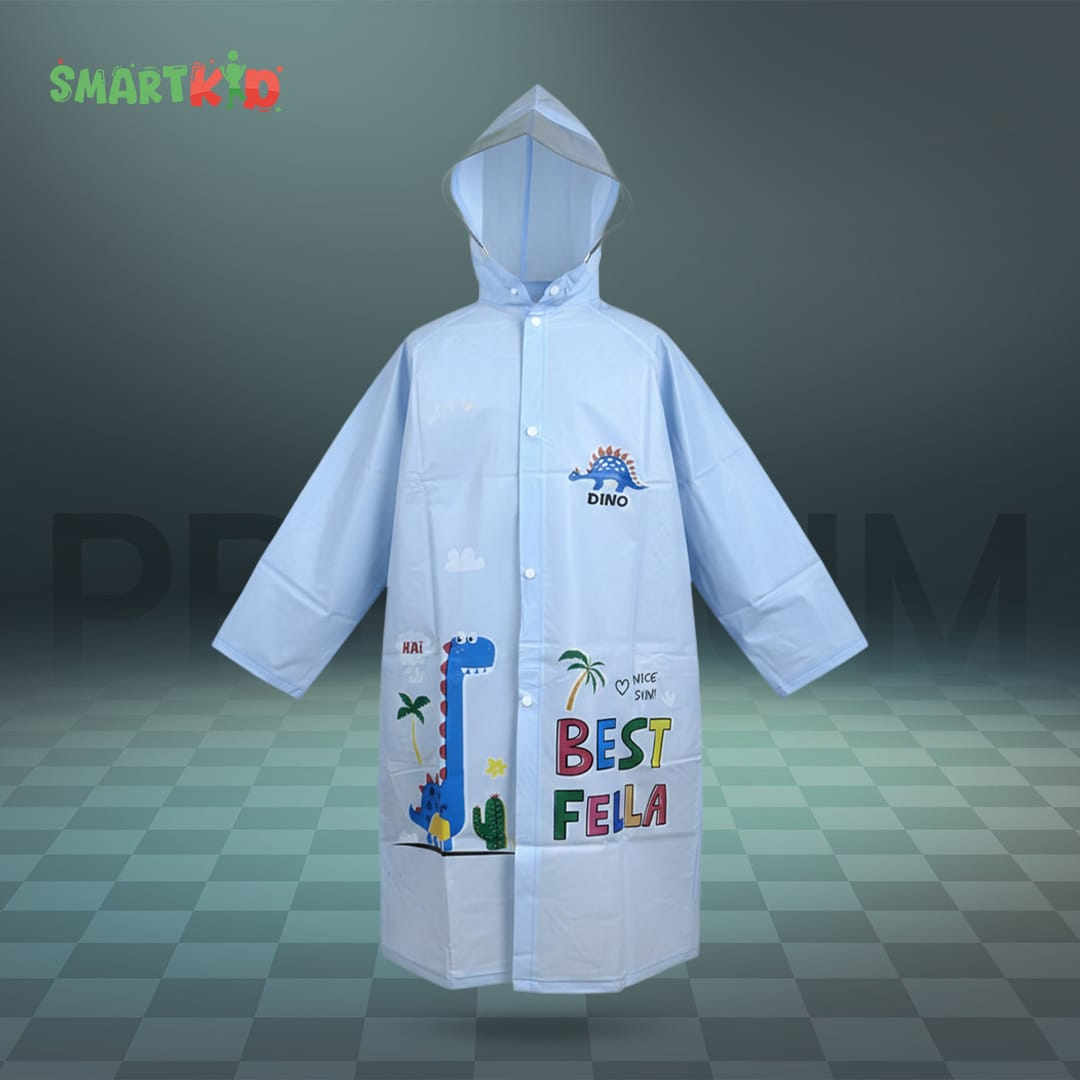 Cute Cartoon Theme Rain Coat  Blue
