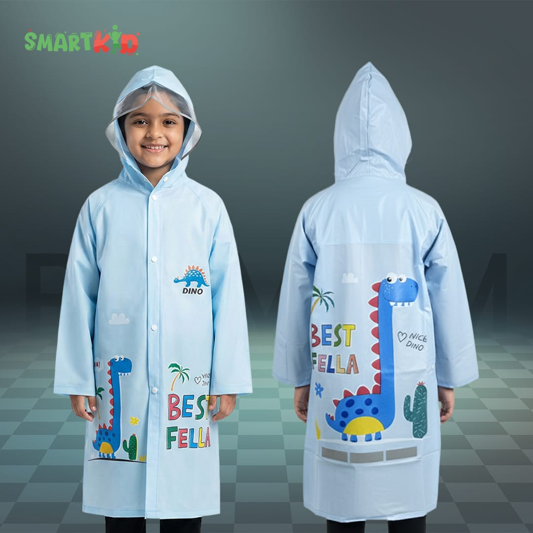 Cute Cartoon Theme Rain Coat  Blue