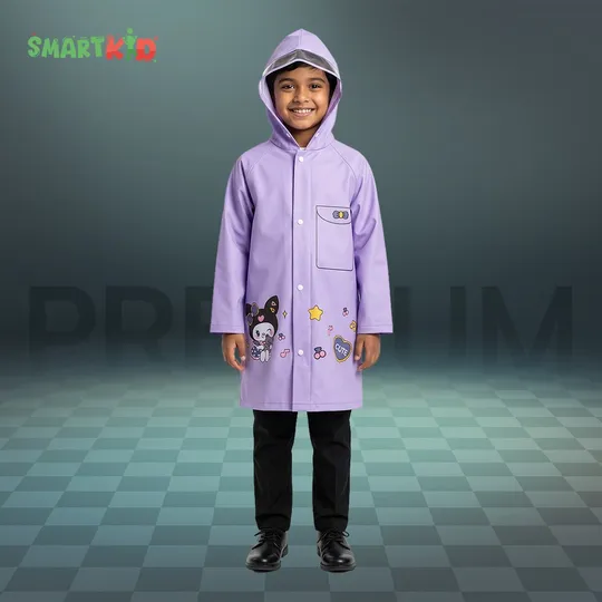 Cute Fairy Theme Purple Waterproof Raincoat with Button and Zipper