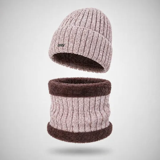 Beanie Hat & Scarf Set - Pink
