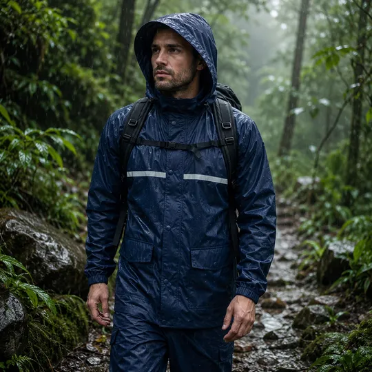 Double Part Both Side Usable Premium Raincoat (Navy Blue)