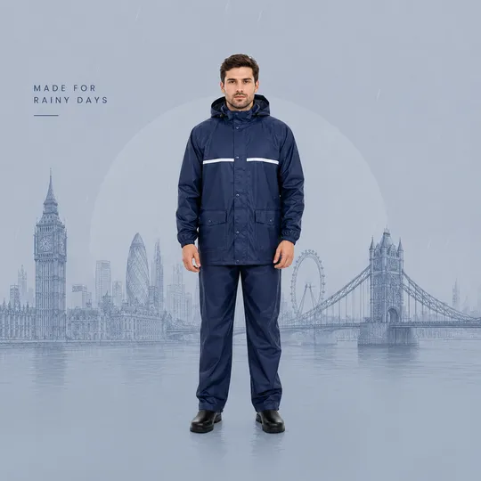 Double Part Both Side Usable Premium Raincoat (Navy Blue)