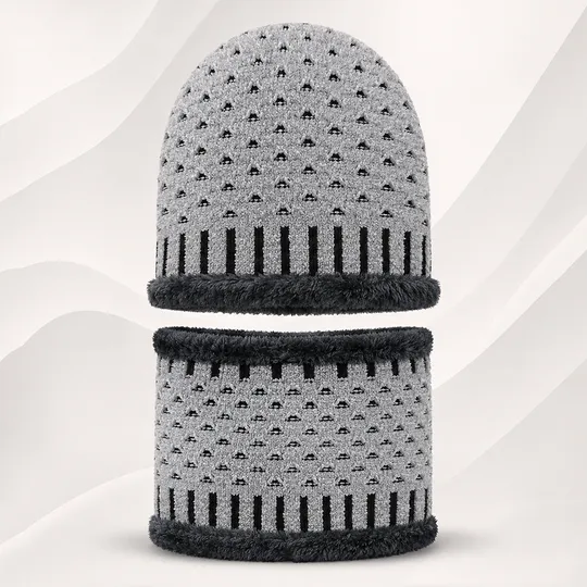 Beanie Hat & Scarf Set - Gray