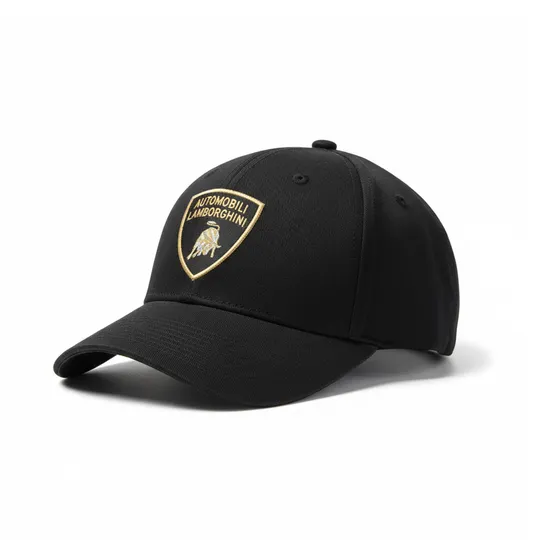  Lamborghini Yellow Shield Logo Cap  Black