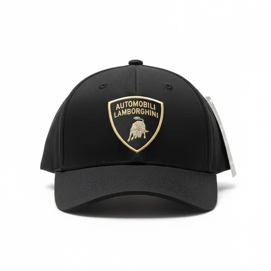  Lamborghini Yellow Shield Logo Cap  Black