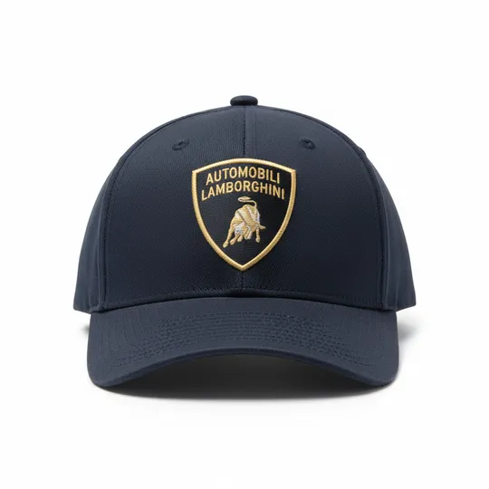 Lamborghini Yellow Shield Logo Cap Navy Blue