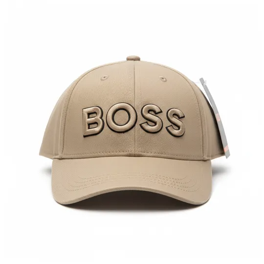 BOSS Logo Embroidered Cotton Twill Baseball Cap Khaki