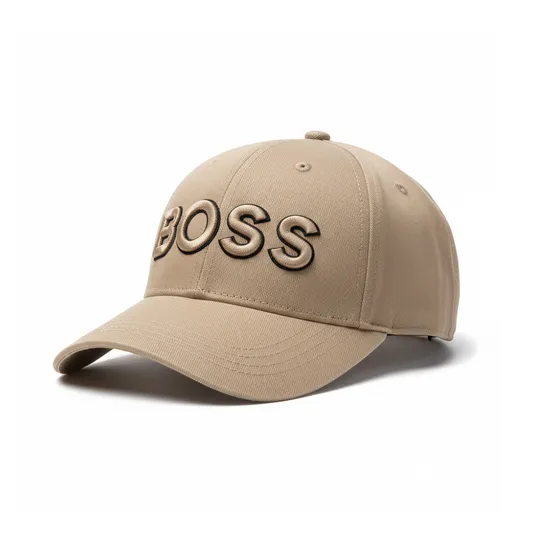 BOSS Logo Embroidered Cotton Twill Baseball Cap Khaki