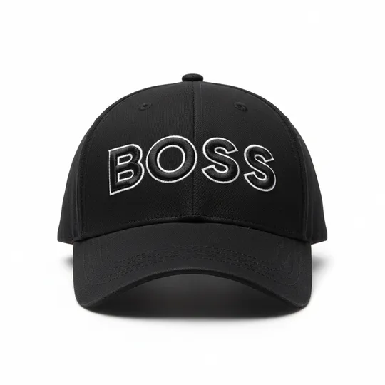 BOSS Logo Embroidered Cotton Twill Baseball Cap  Black