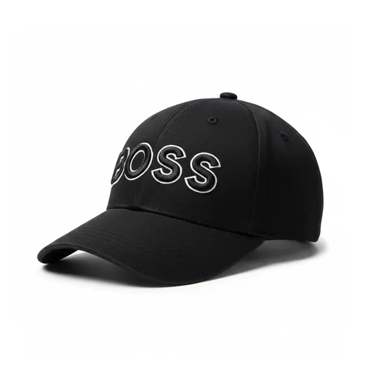 BOSS Logo Embroidered Cotton Twill Baseball Cap  Black