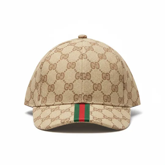  Gucci GG logo Cotton Curved Visor Cap Brown