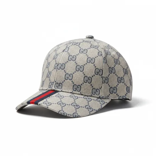  Gucci GG logo Cotton Curved Visor Cap Gray