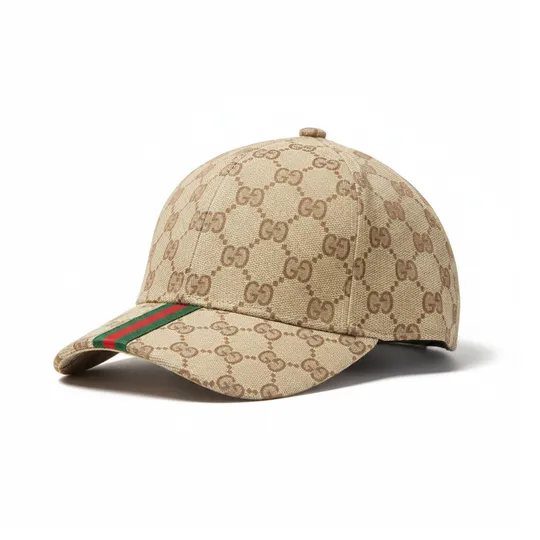  Gucci GG logo Cotton Curved Visor Cap Brown