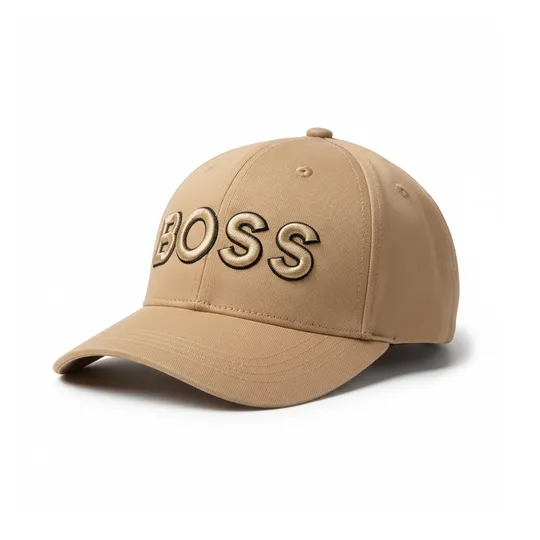 BOSS Logo Embroidered Cotton Twill Baseball Cap Brown