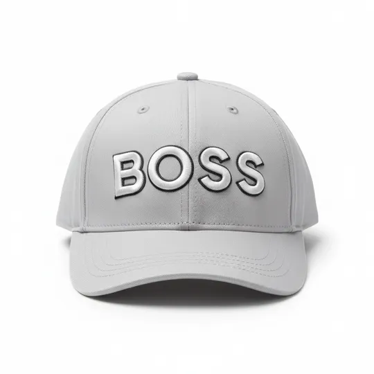 BOSS Logo Embroidered Cotton Twill Baseball Cap Ash