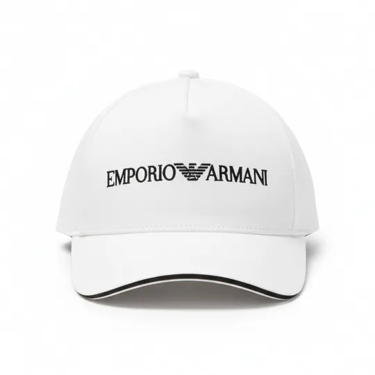  Armani Logo Baseball Cap White