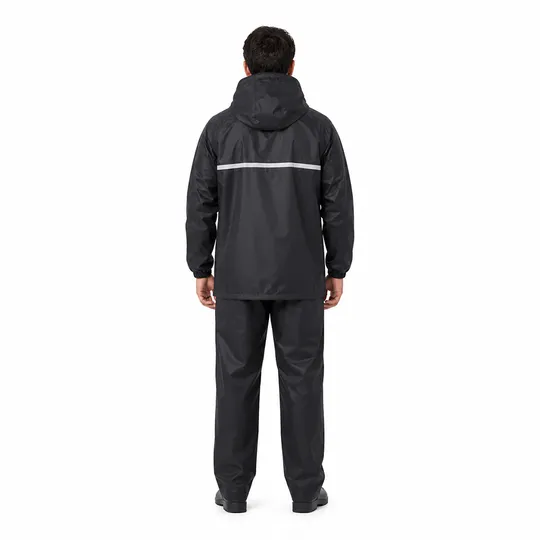Double Part Both Side Usable Premium Raincoat (Black)
