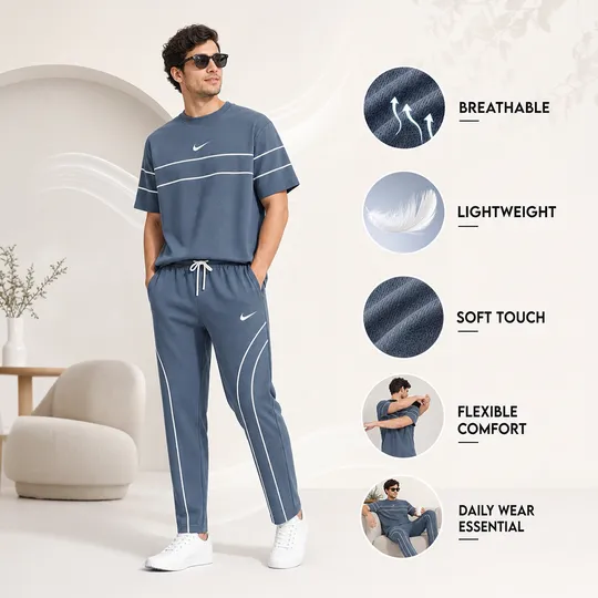 Premium Everyday Wear T Shirt and Trouser Set - Ash