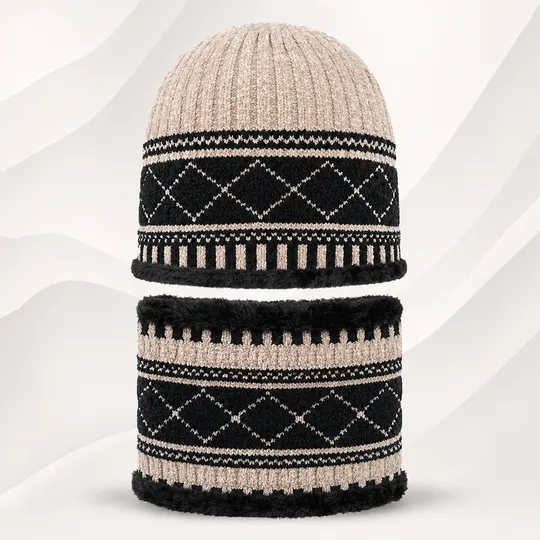 Beanie Hat & Scarf Set - Brown