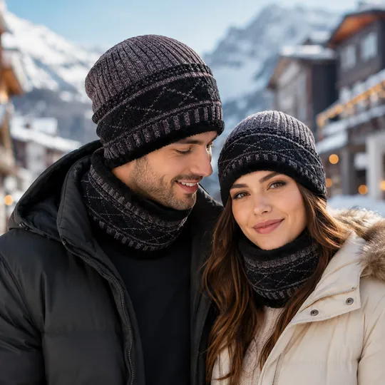 Beanie Hat & Scarf Set - Dark ASH