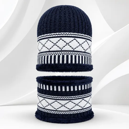 Beanie Hat & Scarf Set - White