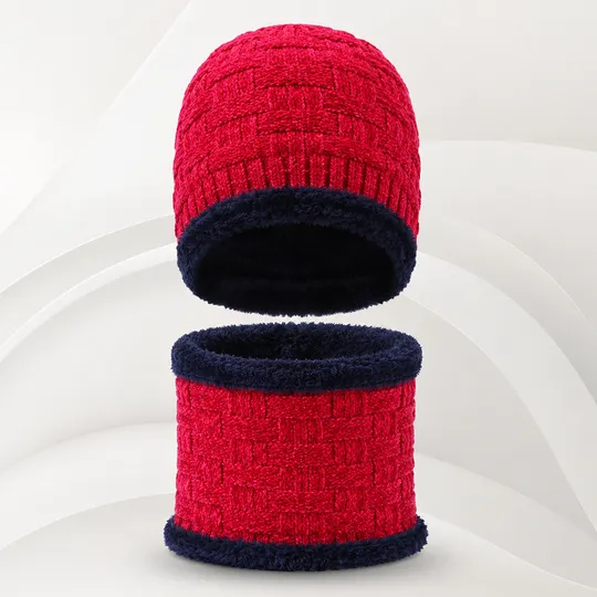 Beanie Hat & Scarf Set - Red