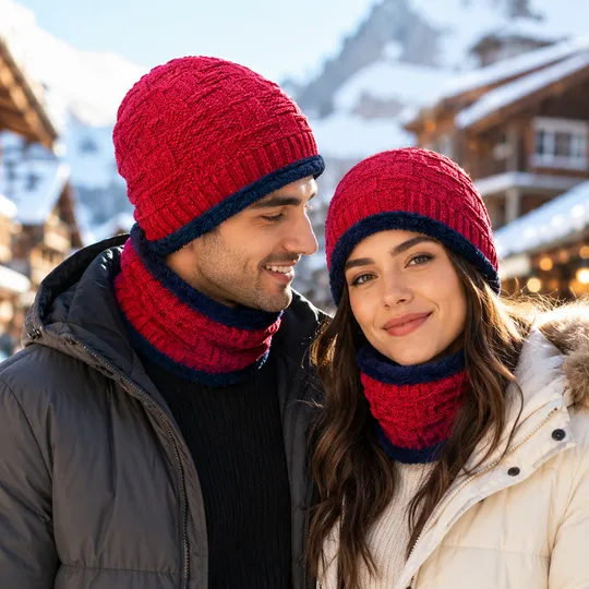 Beanie Hat & Scarf Set - Red
