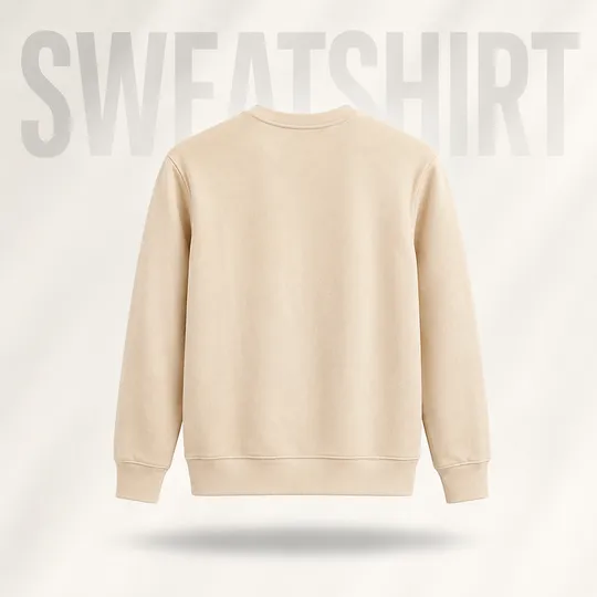 Heavy Cotton Blend Brushed Fleece Sweatshirt Beige