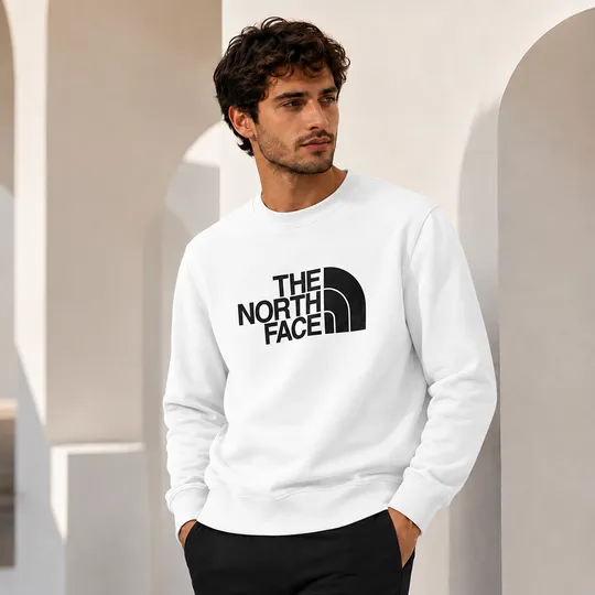 Heavy Cotton Blend Brushed Fleece Sweatshirt Off White